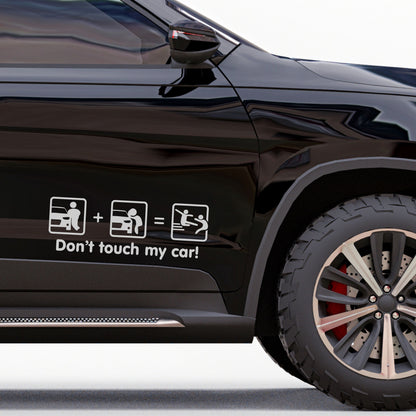 Set 2 Pcs Dont Touch My Car! Funny Vinyl Sticker Decals Both Sides Rear or Front Stickers decor Car Cover Sticker DIY Auto | Funny Graphics