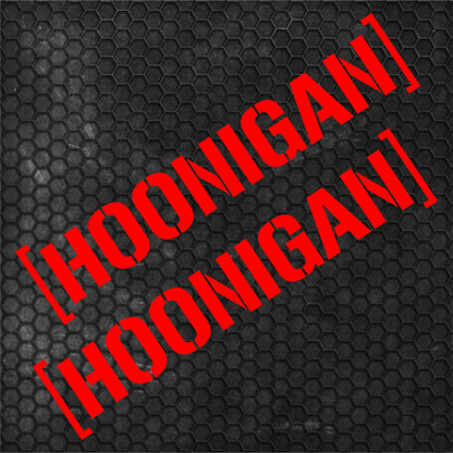 Set 2 Pcs HQ Hoonigan Emblem Graphic Decals | Motorsport Drifting, burnouts, doughnuts Decor | Sport Race Decals Events Vinyl Adhesives wrap