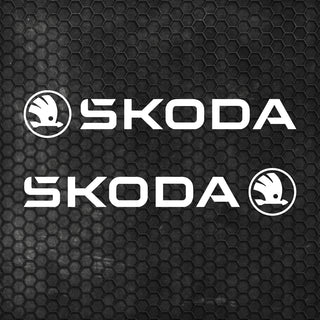 Set 2 Pcs Skoda Logo Decal Sticker Sport Racing Stripes Emblem Graphic