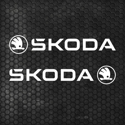 Set 2 Pcs Skoda Logo Decal Sticker Sport Racing Stripes Emblem Graphic | Skoda Cut Emblem logo Vehicle Sticker, Vinyl Car Decal Both Sides