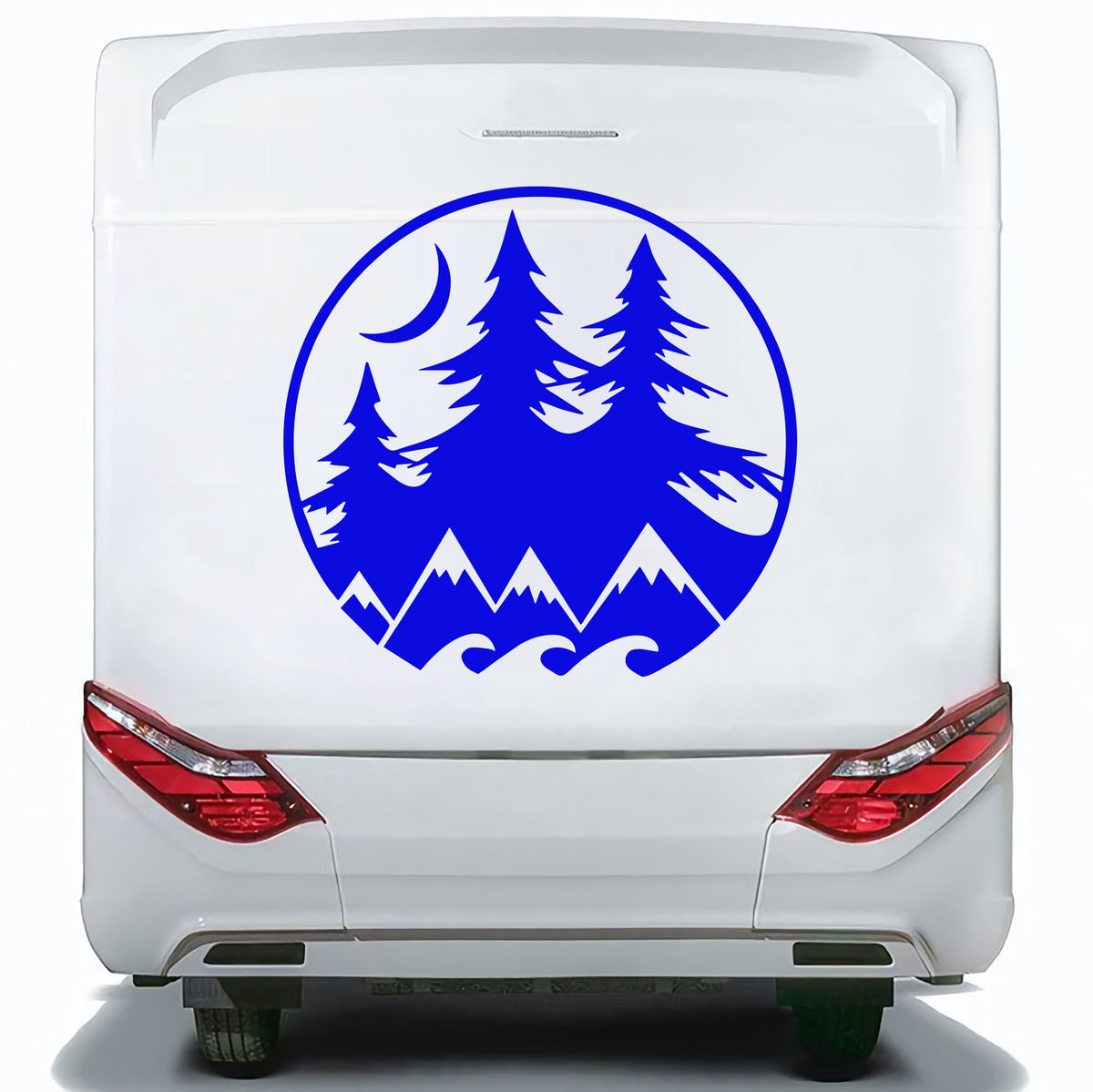 Set 2 Pcs Camper Van with Mountains Trees and Moon Sticker Decals | Nature Theme Decor Vehicle Decal | Motorhome Offroad Adhesive Vinyl wrap