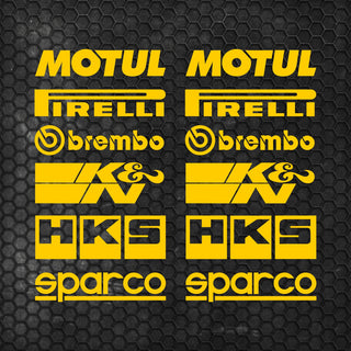 Set Both Sides Cut Emblem Graphics Sponsor Stickers Racing Brand Decal