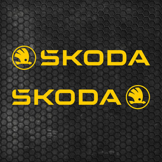 Set 2 Pcs Skoda Logo Decal Sticker Sport Racing Stripes Emblem Graphic