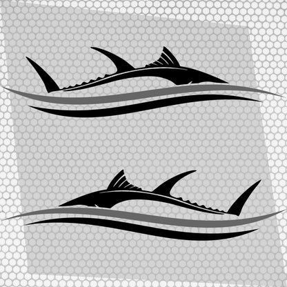 Set 2 Pcs Side Boat Stripe Fish in Wave Sticker Boat Body Decal Cruise | Ocean Mural Vinyl Covers Adhesives Styling fishing Boats Decoration