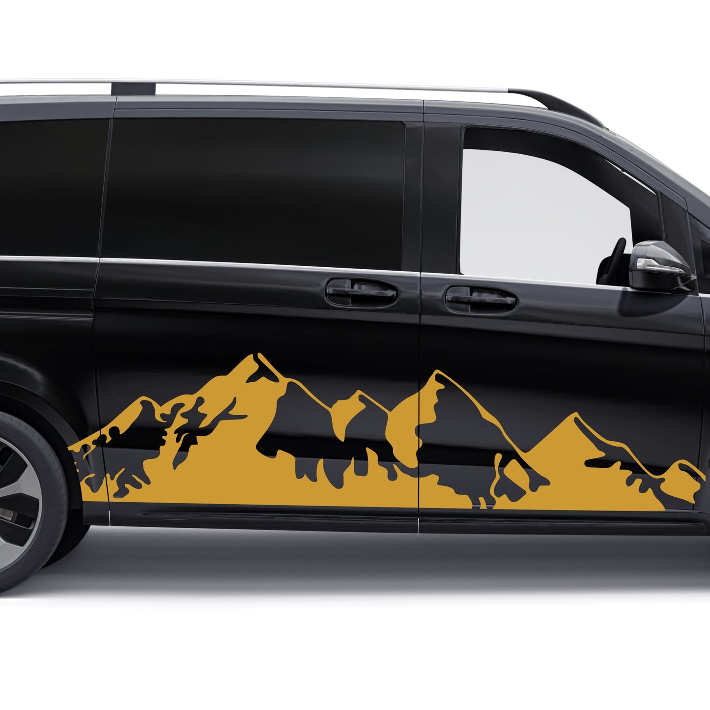 Set Car Van Montains Edition Graphics Both Sides Stripes Decals. Mountains Landscape Van adhesives, Color Stripes Adhesives Campervan Trucks