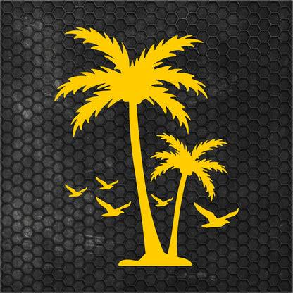 Set Caravan Palm Trees and Seagulls Birds Graphics Decals | Summer theme Camper Van Caravan Car Vehicle Decor Kit | Motorhome Adhesive Vinyl