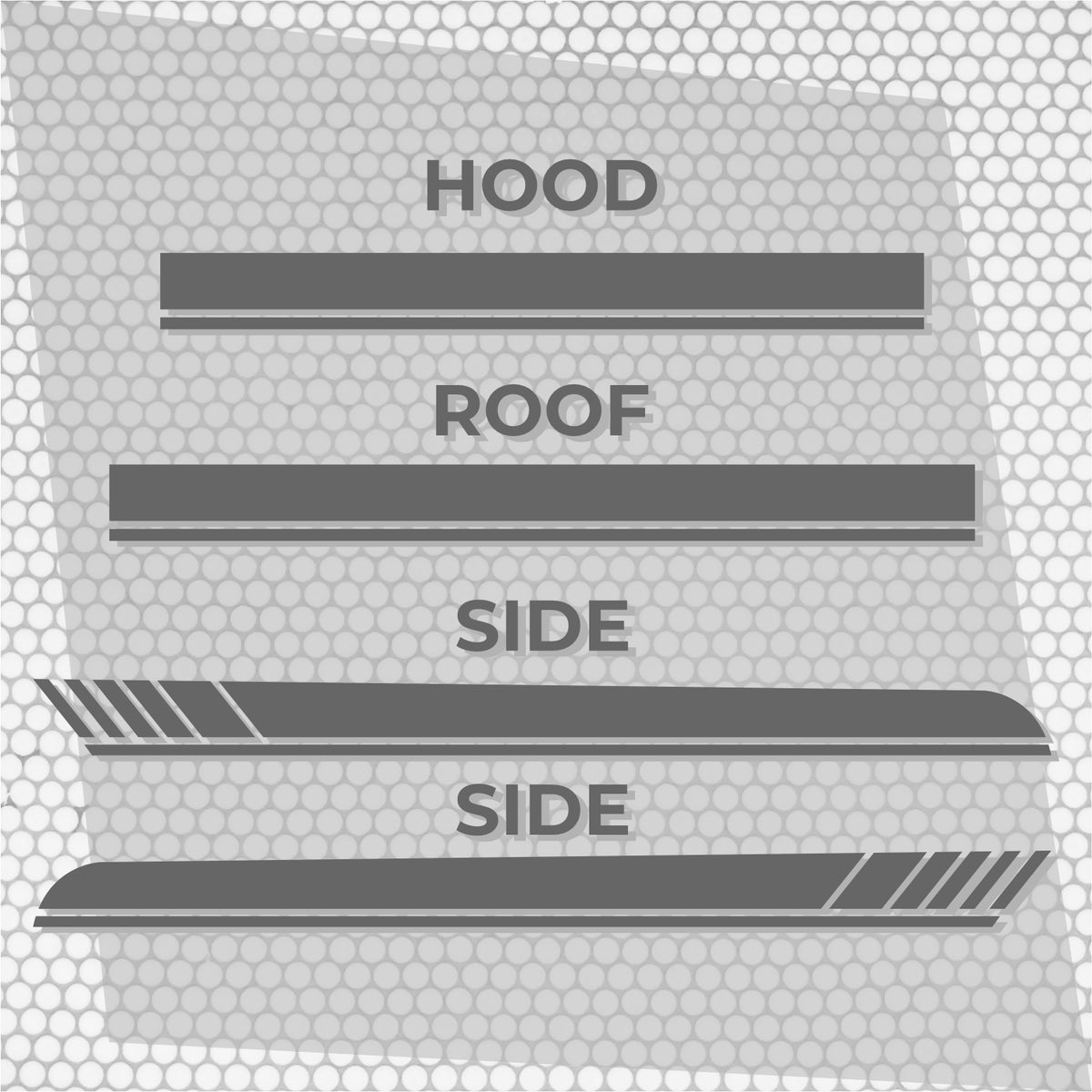 Set 4 Pcs Car Sides + Hood + Roof Sport Sport Stripes Graphics Decals. Universal Stripes Decal Graphics Kit, Decor Racing Stickers adhesives