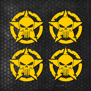 Set 4 Pcs Skull Star Punisher Graphics Holes Decal