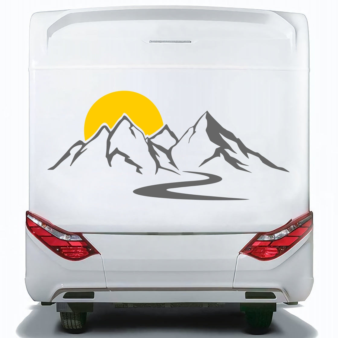 Set Caravan Sunset among Mountains and River Graphics | Decals set Motorhome Decoration Decals | Motorhome RV Adhesive Graphics Decor Kit