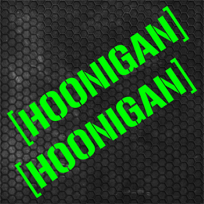 Set 2 Pcs HQ Hoonigan Emblem Graphic Decals | Motorsport Drifting, burnouts, doughnuts Decor | Sport Race Decals Events Vinyl Adhesives wrap