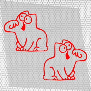 Set 2 Pcs Hungry Cat Simon Sticker car Vinyl Decals