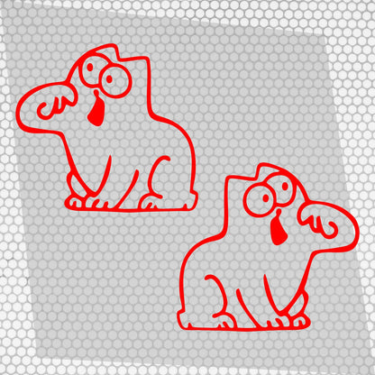 Set 2 Pcs Hungry Cat Simon Sticker car tailgate bowl Vinyl Decals | Funny cat Stickers decor Cover Sticker adhesive Auto | Animal Graphics