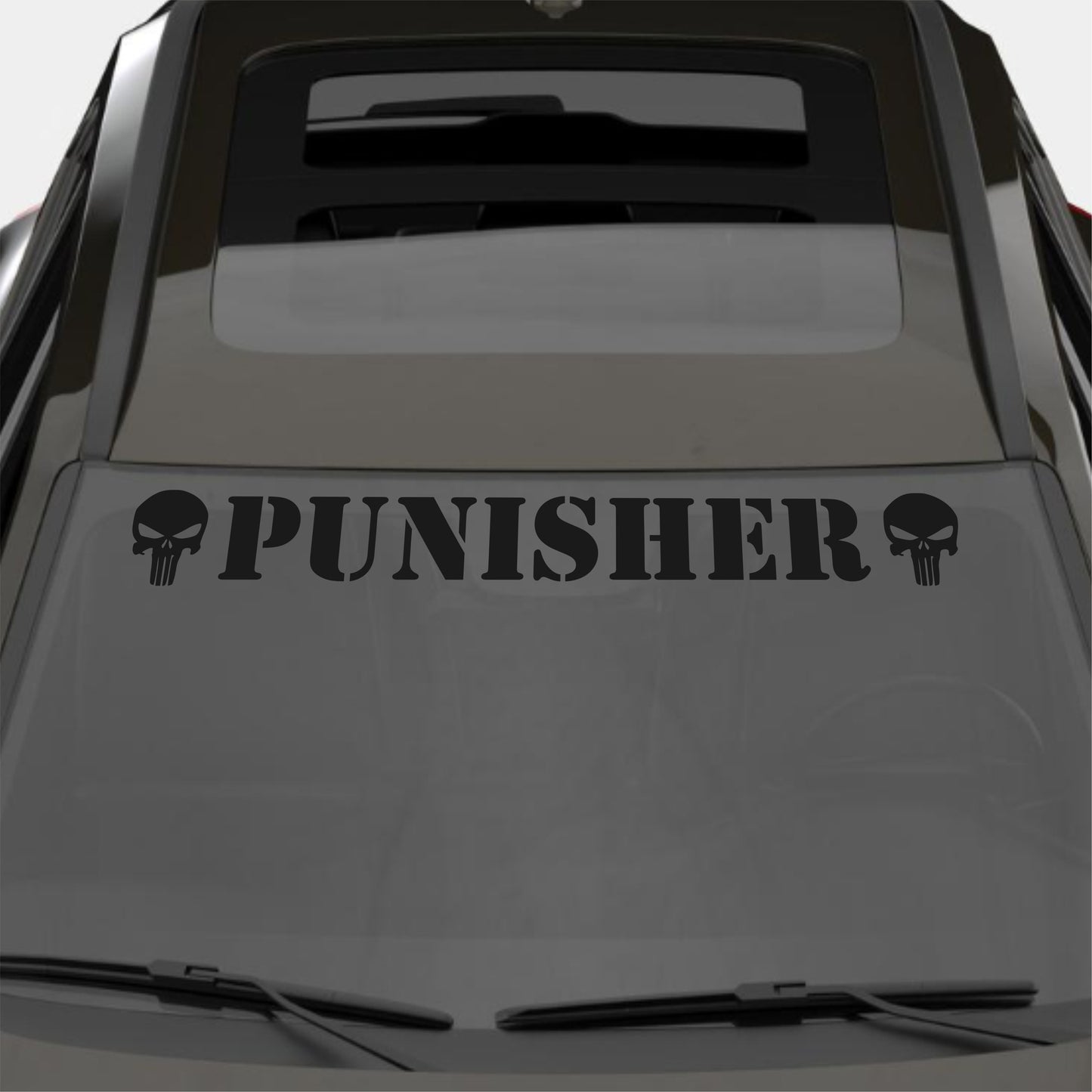 Windshield Punisher Front Car Window Sunstrip with Skulls Stickers Banner Decal Window Graphic | Stickers Motorsport Sunstrip Decor Kit