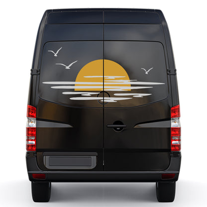 Set Caravan Sunset Among Clouds and Birds Graphics Decals | Camper Van Caravan Car Decoration Decals Kit | Motorhome Adhesive Decor Vinyl