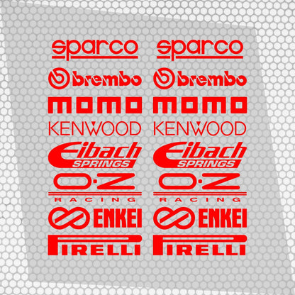 Set Cut Emblem Graphic Sponsor Stickers, Racing Brand Decals, JDM Drift Tuner Turbo Brake Tires Wheels Exhaust Project Car Enthusiast Decals