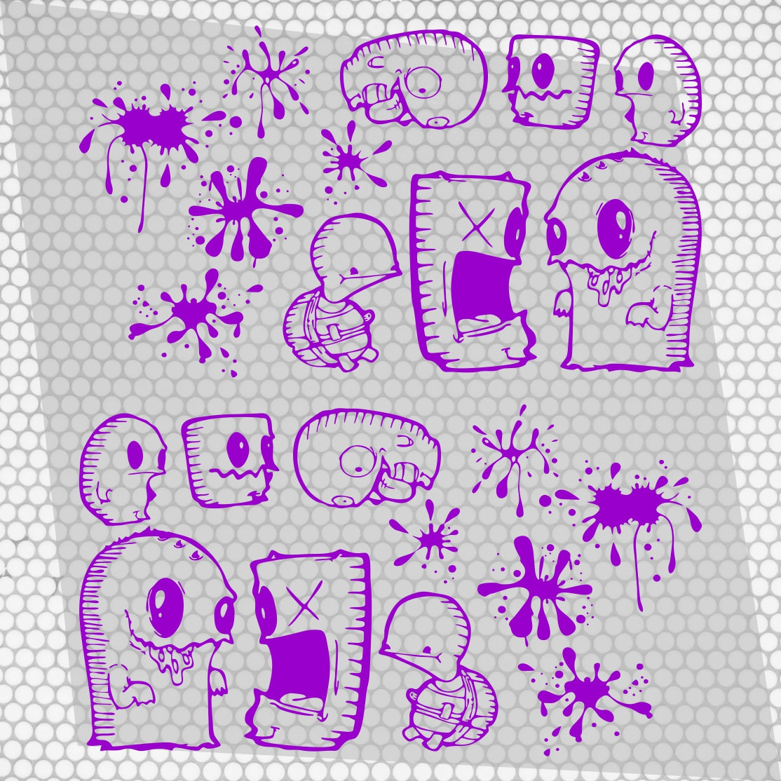 Set 2 Pcs Car Stickers Motive Monsters Blood JDM Decals | Sticker Graphics Both Sides Scary Pattern Wrap Vinyl Decals | Funny Graphics vinyl