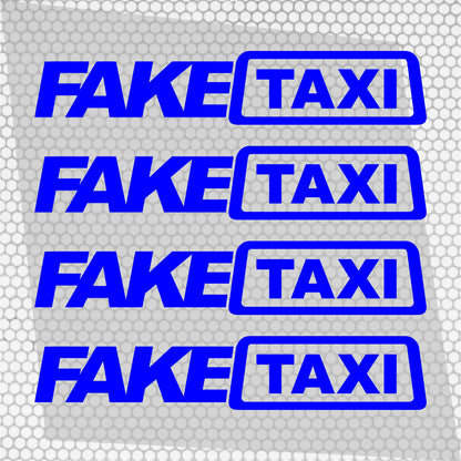 Set 4 Pcs Funny Fake Taxi HQ Graphics Cut Stickers vinyl Decals | FAKE TAXI Car Auto Sticker FakeTaxi Decal No Background replacement decal