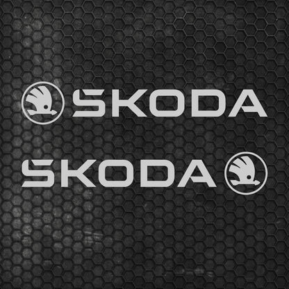 Set 2 Pcs Skoda Logo Decal Sticker Sport Racing Stripes Emblem Graphic | Skoda Cut Emblem logo Vehicle Sticker, Vinyl Car Decal Both Sides