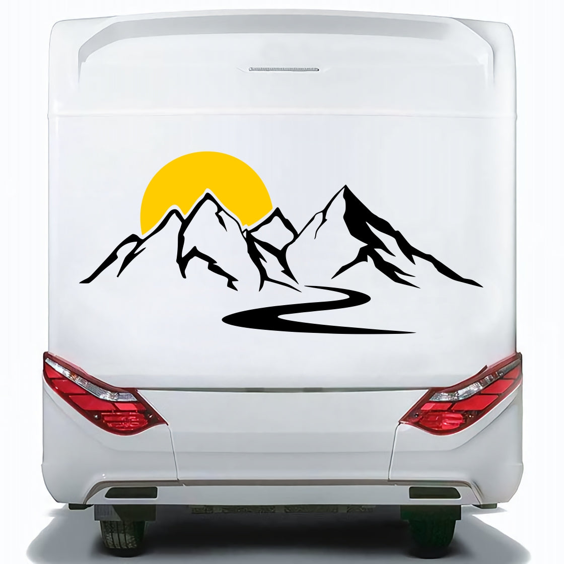 Set Caravan Sunset among Mountains and River Graphics | Decals set Motorhome Decoration Decals | Motorhome RV Adhesive Graphics Decor Kit