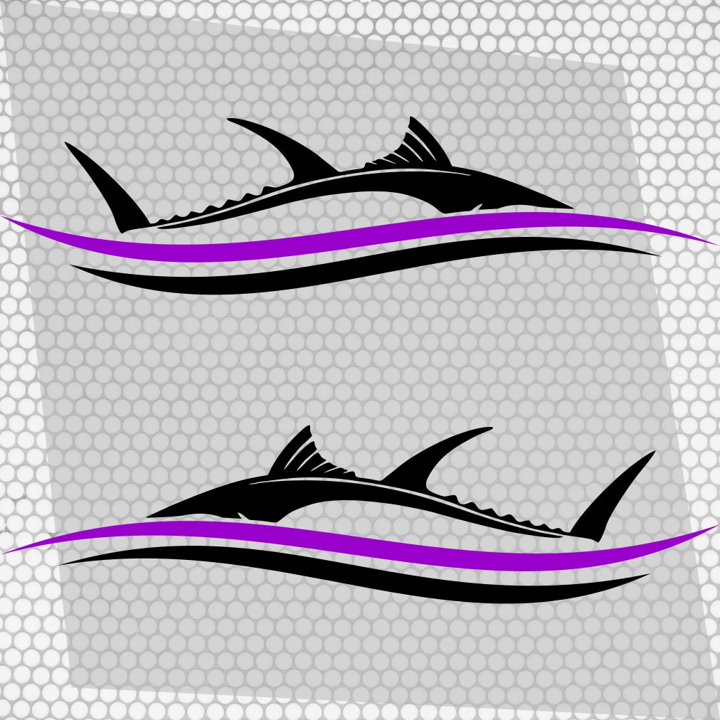 Set 2 Pcs Side Boat Stripe Fish in Wave Sticker Boat Body Decal Cruise | Ocean Mural Vinyl Covers Adhesives Styling fishing Boats Decoration
