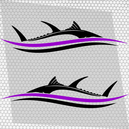 Set 2 Pcs Side Boat Stripe Fish in Wave Sticker Boat Body Decal Cruise | Ocean Mural Vinyl Covers Adhesives Styling fishing Boats Decoration