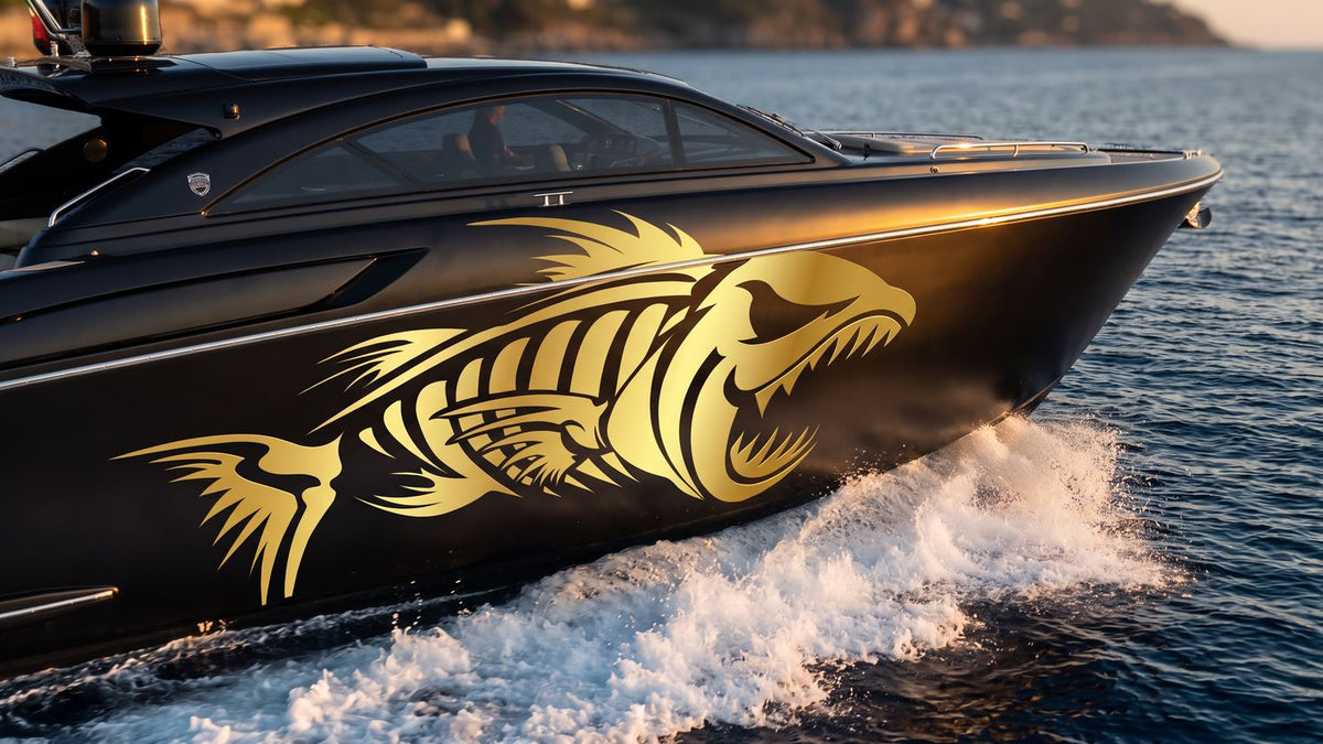 Set 2 Pcs Boat Furious Scary Fish Stickers Boat Body Decal Cruise