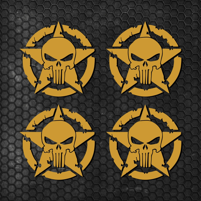 Set 4 Pcs Skull Star Punisher Graphics Holes Decal High Quality Stickers Motorcycle car trucks US Army Star Punisher Holes decals Vinyl