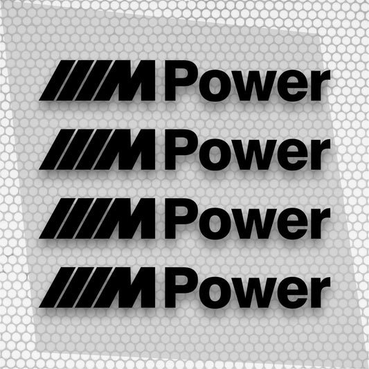Set 4 MPower Logo Decal Sticker Sport Racing Stripes Emblem | MPower Cut Emblem Graphic Vehicle Sticker, Vinyl Car Truck Van Decal Both Sides
