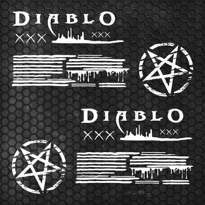 Set 2 Pcs JDM Decals The Diablo Theme Car Sticker Graphics Both Sides Sports Style Scary Pattern Accessories Wrap Vinyl Decal | Car Adhesive