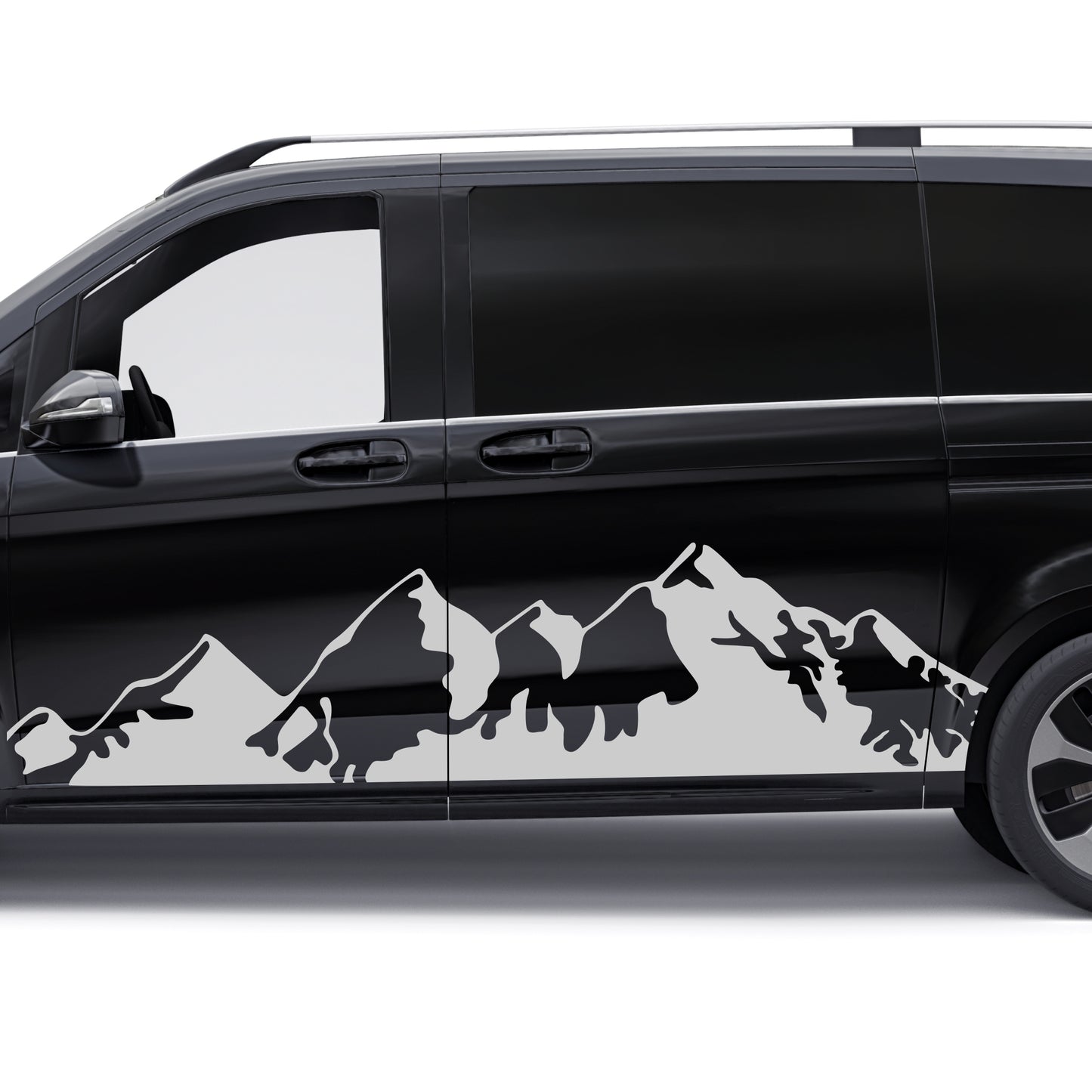 Set Car Van Montains Edition Graphics Both Sides Stripes Decals. Mountains Landscape Van adhesives, Color Stripes Adhesives Campervan Trucks