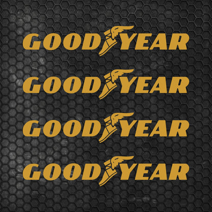 Set 4 HQ Goodyear Tyre Sponsor Vinyl Racing Motorsport Emblem Sticker Decals | Motorcycle Car Vehicle Emblem Decor Kit Racing wrap Adhesives Goodyear Cut vinyl Logo