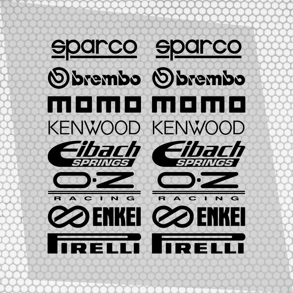 Set Cut Emblem Graphic Sponsor Stickers, Racing Brand Decals, JDM Drift Tuner Turbo Brake Tires Wheels Exhaust Project Car Enthusiast Decals