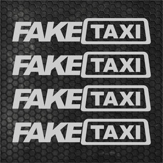 Set 4 Pcs Funny Fake Taxi Graphics Cut Stickers