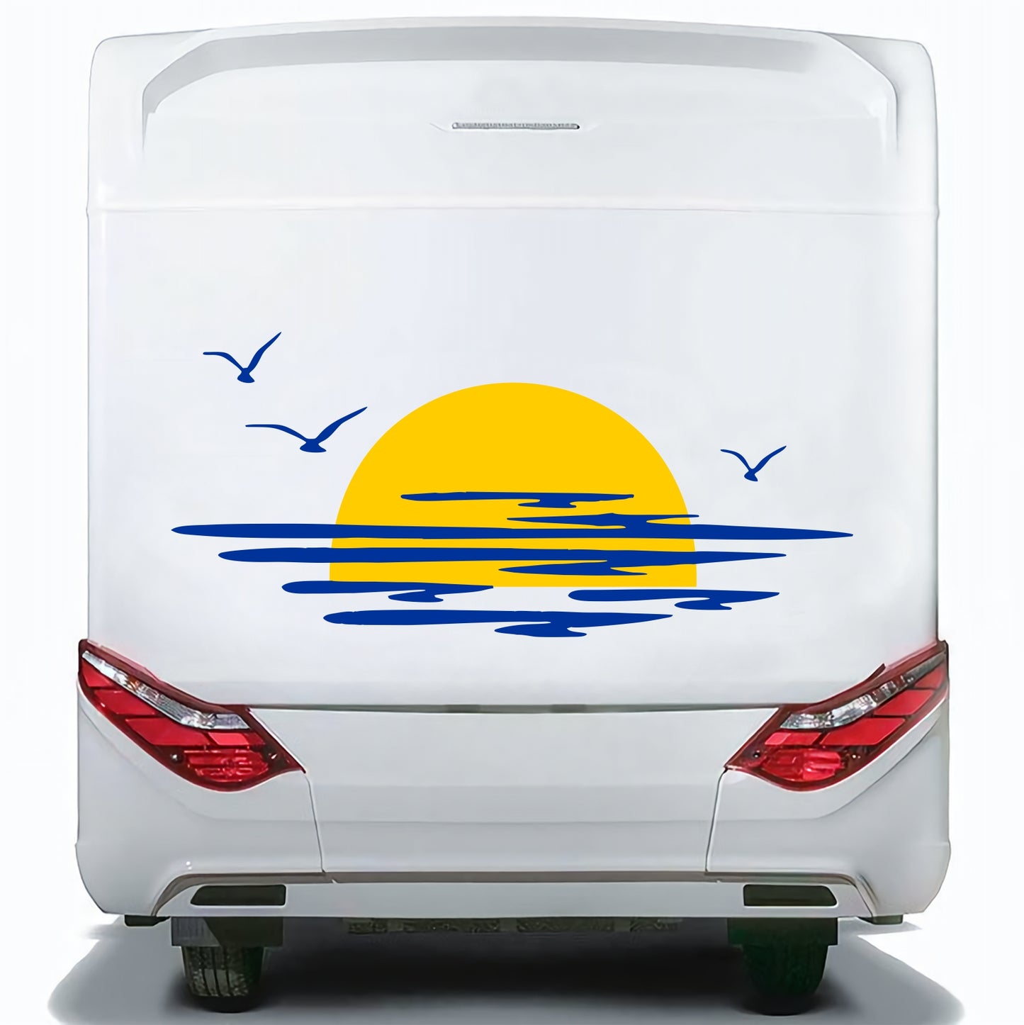 Set Caravan Sunset Among Clouds and Birds Graphics Decals | Camper Van Caravan Car Decoration Decals Kit | Motorhome Adhesive Decor Vinyl