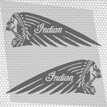 Set 2 Pcs Emblem High Quality Vehicle Motorcycle Stickers Indian Skull Scout Decorative Tank Vinyl Adhesive | Motorbike decor stickers kit