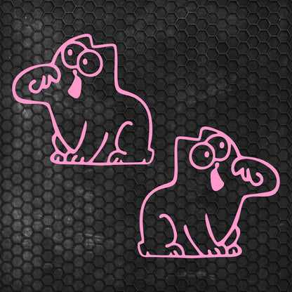 Set 2 Pcs Hungry Cat Simon Sticker car tailgate bowl Vinyl Decals | Funny cat Stickers decor Cover Sticker adhesive Auto | Animal Graphics
