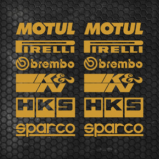 Set Both Sides Cut Emblem Graphics Sponsor Stickers Racing Brand Decal