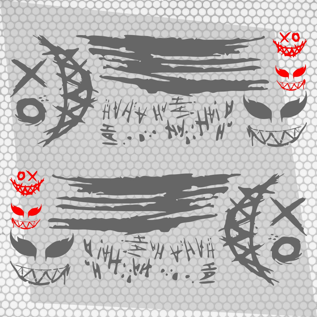 Set 2 Pcs JDM Decals Joker Car Sticker Graphics Both Sides Sports Style Scary Ahahah Pattern Accessories Wrap Vinyl Decals | Funny Graphics