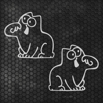 Set 2 Pcs Hungry Cat Simon Sticker car tailgate bowl Vinyl Decals | Funny cat Stickers decor Cover Sticker adhesive Auto | Animal Graphics