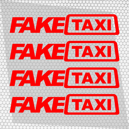 Set 4 Pcs Funny Fake Taxi HQ Graphics Cut Stickers vinyl Decals | FAKE TAXI Car Auto Sticker FakeTaxi Decal No Background replacement decal