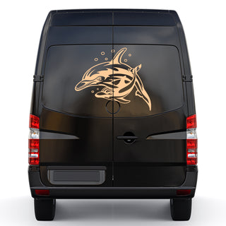 Set Sticker Caravan Family of Dolphins Graphic Decals | Camper Van Caravan Car Decor wrap Sea Animals Decals Kit | Motorhome Rear Adhesives