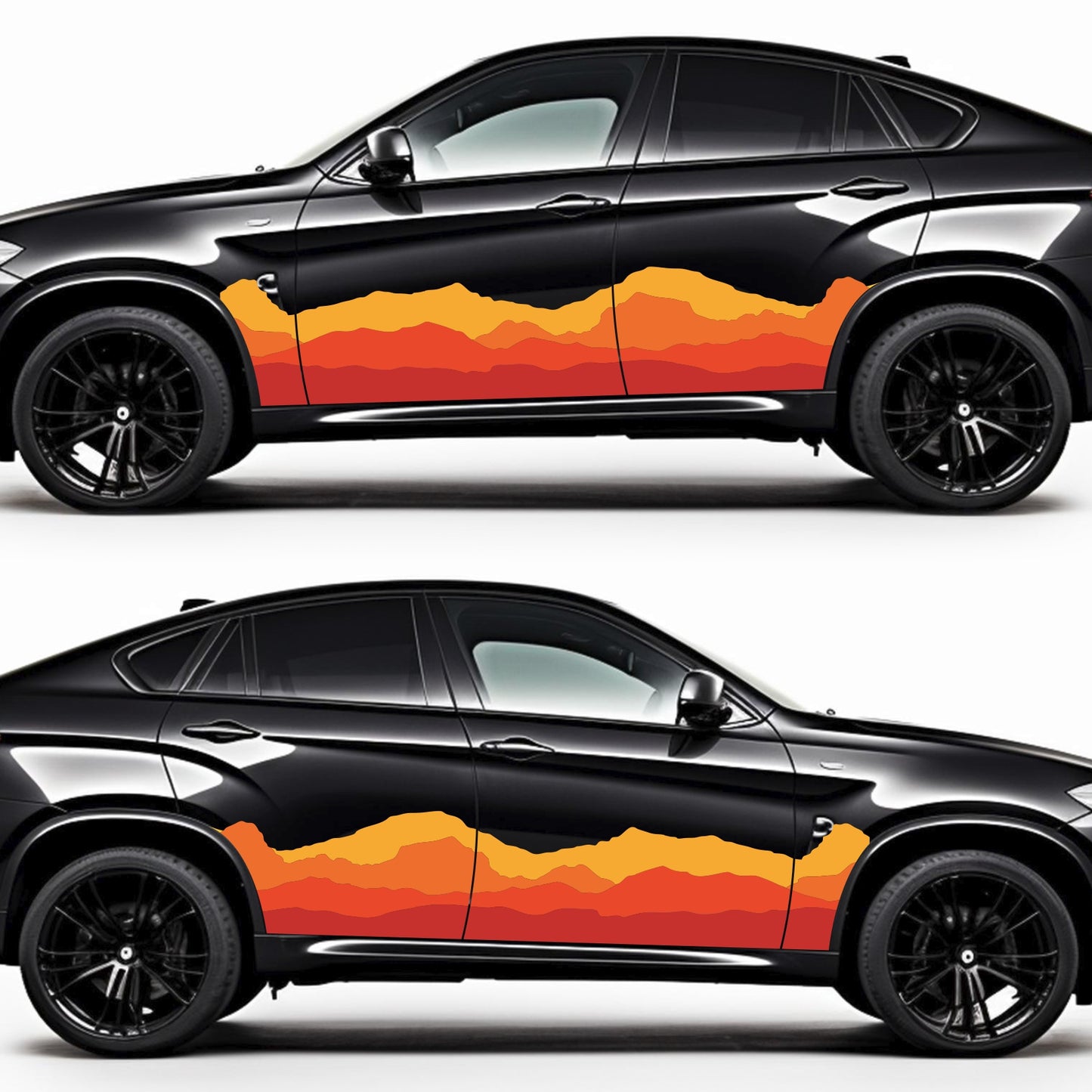 Retro Graphics Styles Curved Stripes Decals for Both Sides Car, Trucks, Vans and Caravan | Car Van Vintage Decor | Off Road Graphic Sticker