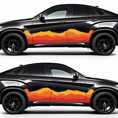 Retro Graphics Styles Curved Stripes Decals for Both Sides Car, Trucks, Vans and Caravan | Car Van Vintage Decor | Off Road Graphic Sticker