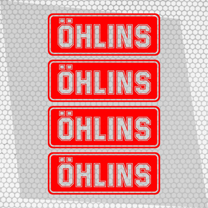Set 4 Pcs Öhlins HQ Emblem Graphics Cut Stickers Sponsor Decals | Öhlins stickers cut from self-adhesive vinyl Öhlins wrap replacement decal