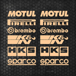 Set Both Sides Cut Emblem Graphics Sponsor Stickers Racing Brand Decal