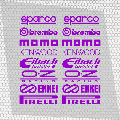 Set Cut Emblem Graphic Sponsor Stickers, Racing Brand Decals, JDM Drift Tuner Turbo Brake Tires Wheels Exhaust Project Car Enthusiast Decals