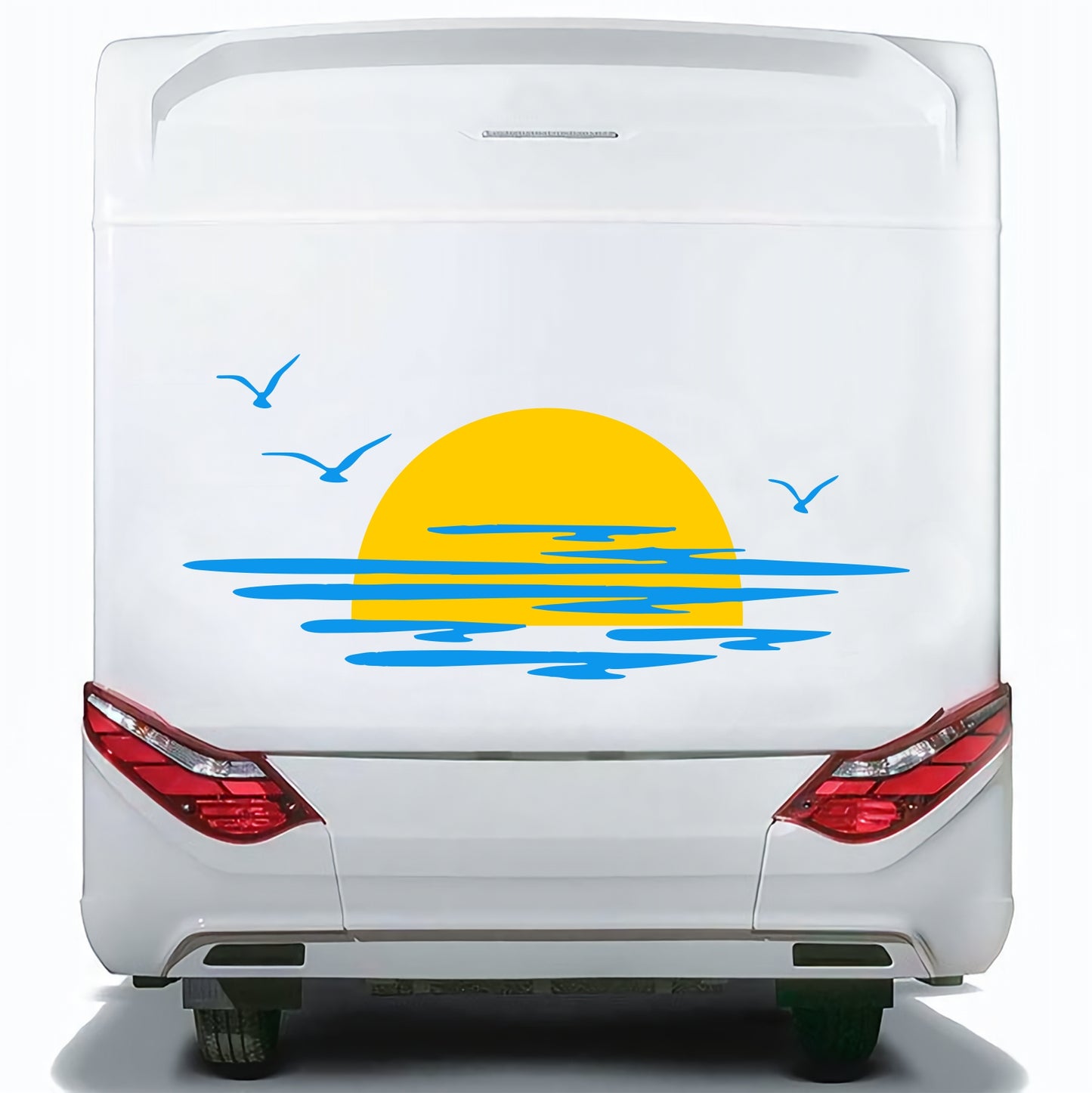 Set Caravan Sunset Among Clouds and Birds Graphics Decals | Camper Van Caravan Car Decoration Decals Kit | Motorhome Adhesive Decor Vinyl