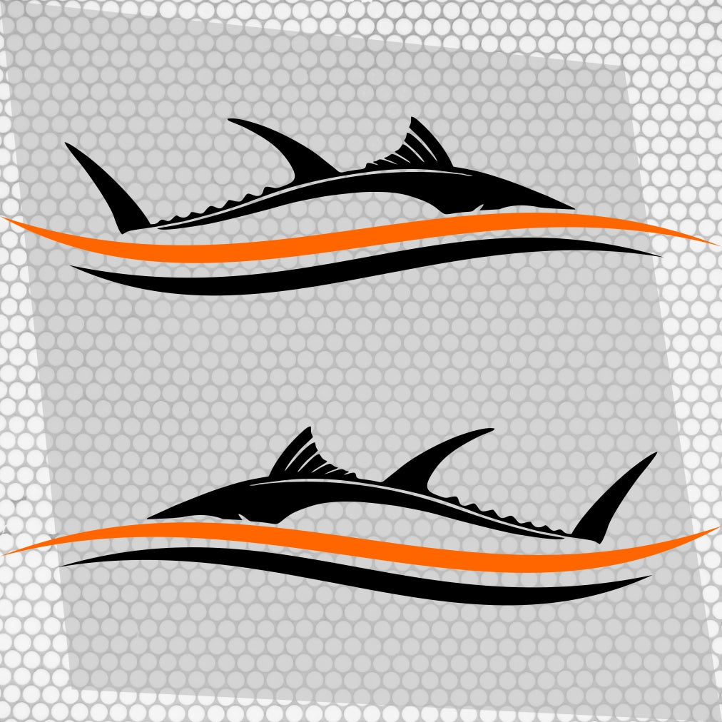 Set 2 Pcs Side Boat Stripe Fish in Wave Sticker Boat Body Decal Cruise | Ocean Mural Vinyl Covers Adhesives Styling fishing Boats Decoration