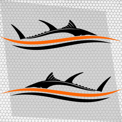 Set 2 Pcs Side Boat Stripe Fish in Wave Sticker Boat Body Decal Cruise | Ocean Mural Vinyl Covers Adhesives Styling fishing Boats Decoration