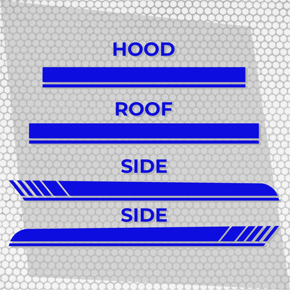 Set 4 Pcs Car Sides + Hood + Roof Sport Sport Stripes Graphics Decals. Universal Stripes Decal Graphics Kit, Decor Racing Stickers adhesives